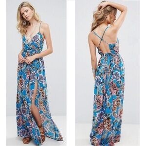 New ▶️ ASOS ◀️ Blue Woven Wrap Maxi Oversized Beach Dress